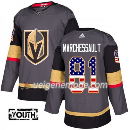 Kinder Eishockey Vegas Golden Knights Trikot Jonathan Marchessault 81 Adidas 2017-2018 Grau USA Flag Fashion Authentic